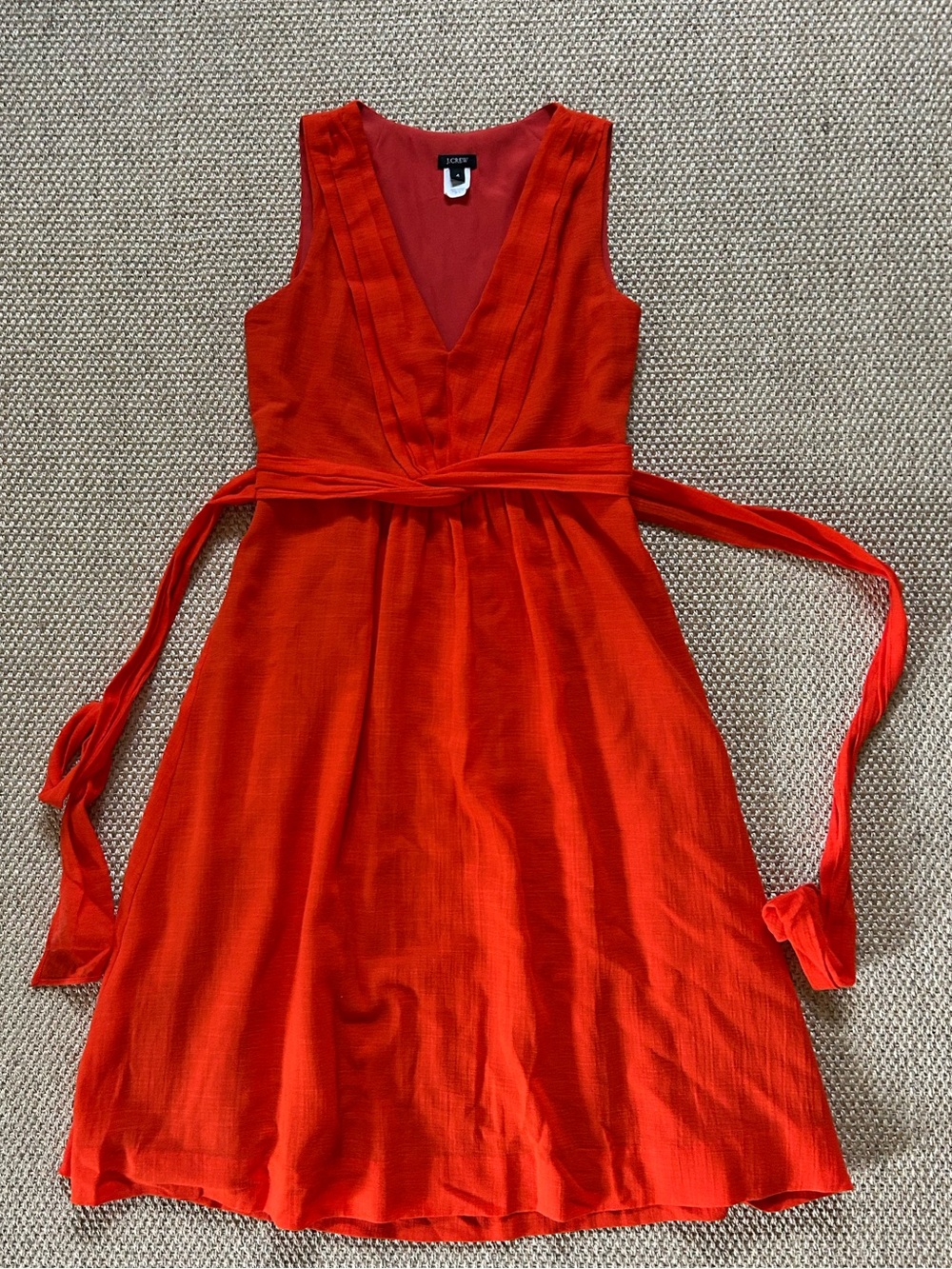 J. Crew Bright Red Orange V-Neck Sleeveless dress